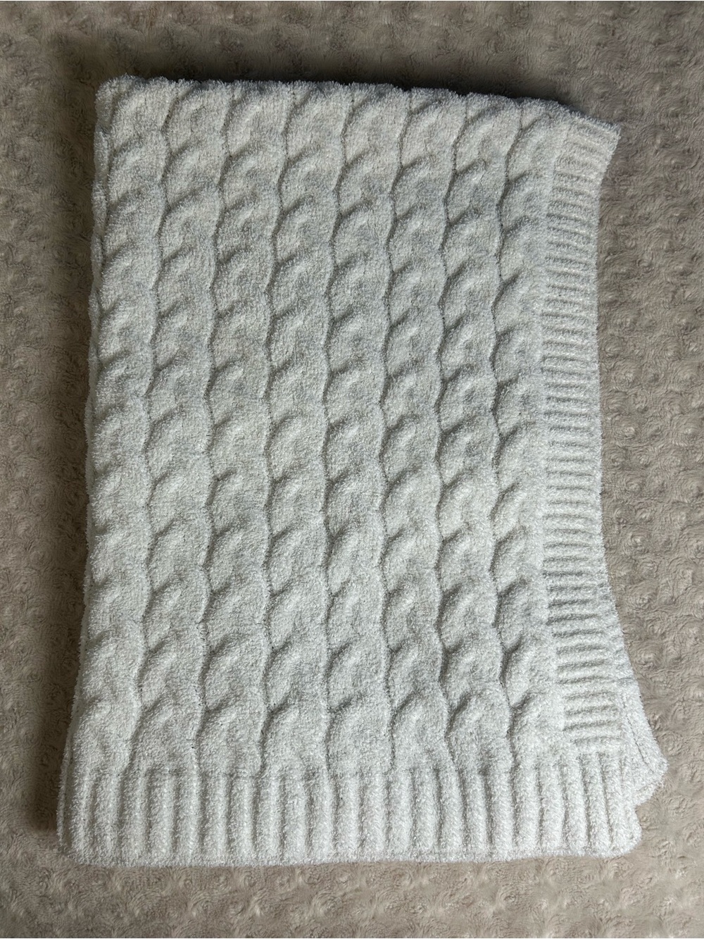 Novogratz Cable Sweater Knit Baby Blanket White Chenille Soft Security Lovey